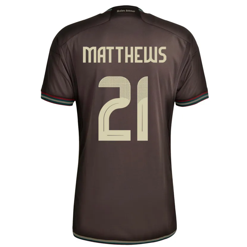 Danxen Damen Jamaika Cheyna Matthews #21 Nachtbraun Auswärtstrikot Trikot 24-26 T-Shirt Schweiz