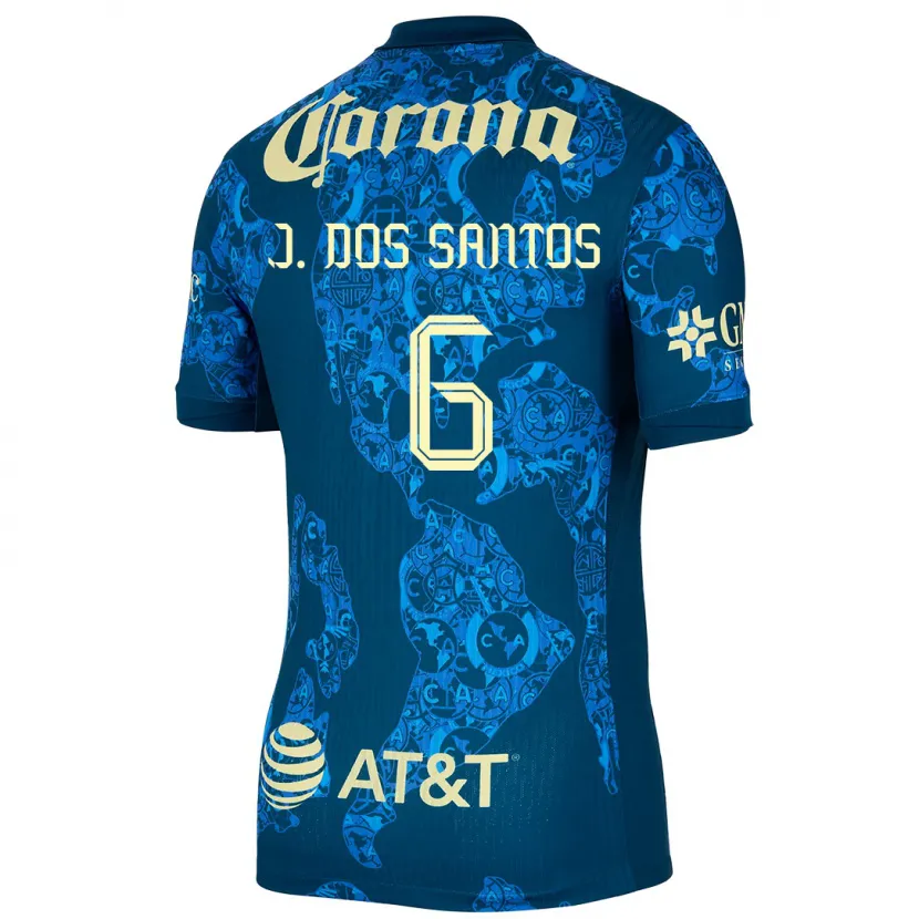 Danxen Kinder Jonathan Dos Santos #6 Blau Gelb Auswärtstrikot Trikot 2024/25 T-Shirt Schweiz