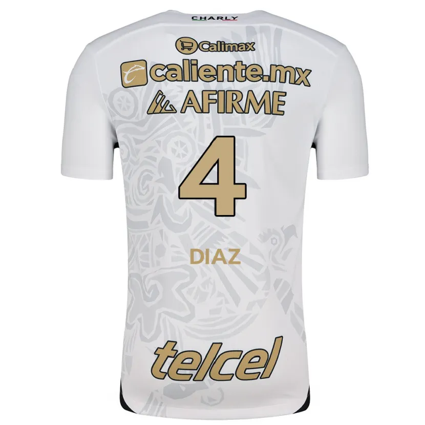 Danxen Kinder Nicolás Díaz #4 Weiß Schwarz Auswärtstrikot Trikot 2024/25 T-Shirt Schweiz