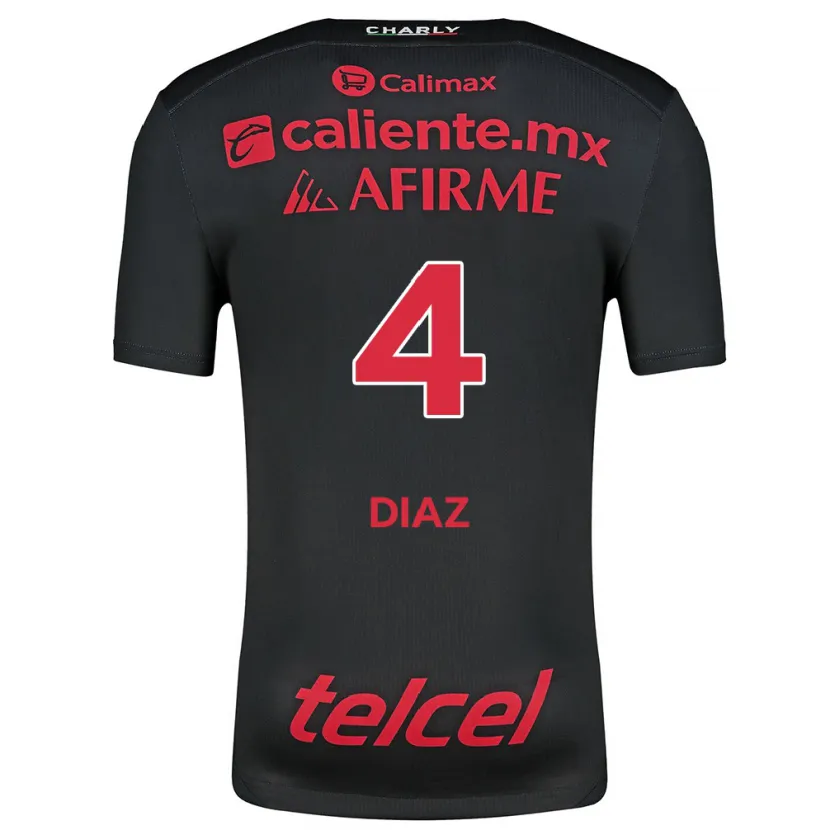 Danxen Herren Nicolás Díaz #4 Schwarz Rot Heimtrikot Trikot 2024/25 T-Shirt Schweiz