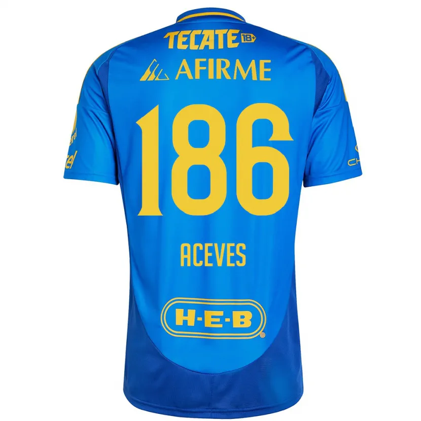 Danxen Herren Israel Aceves #186 Blau Gelb Auswärtstrikot Trikot 2024/25 T-Shirt Schweiz