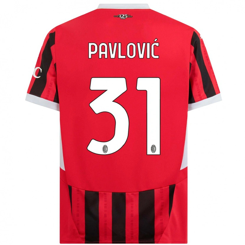 Danxen Kinder Strahinja Pavlović #31 Rot Schwarz Heimtrikot Trikot 2024/25 T-Shirt Schweiz