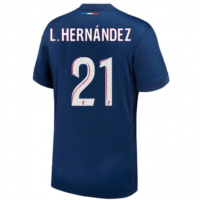 Danxen Kinder Lucas Hernández #21 Marineblau Weiß Heimtrikot Trikot 2024/25 T-Shirt Schweiz
