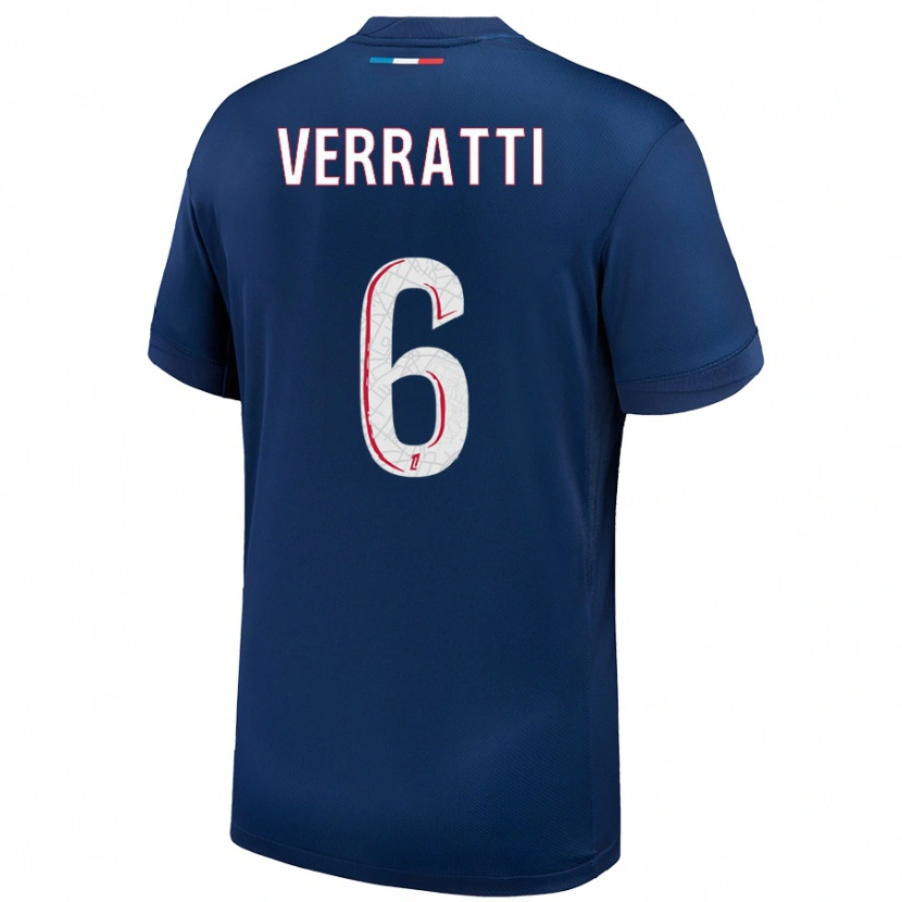 Danxen Kinder Marco Verratti #6 Marineblau Weiß Heimtrikot Trikot 2024/25 T-Shirt Schweiz