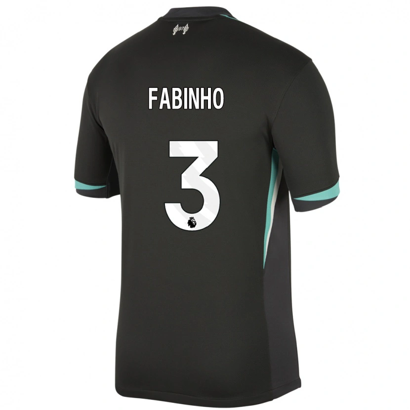 Danxen Kinder Fabinho #3 Schwarz Anthrazitweiß Auswärtstrikot Trikot 2024/25 T-Shirt Schweiz