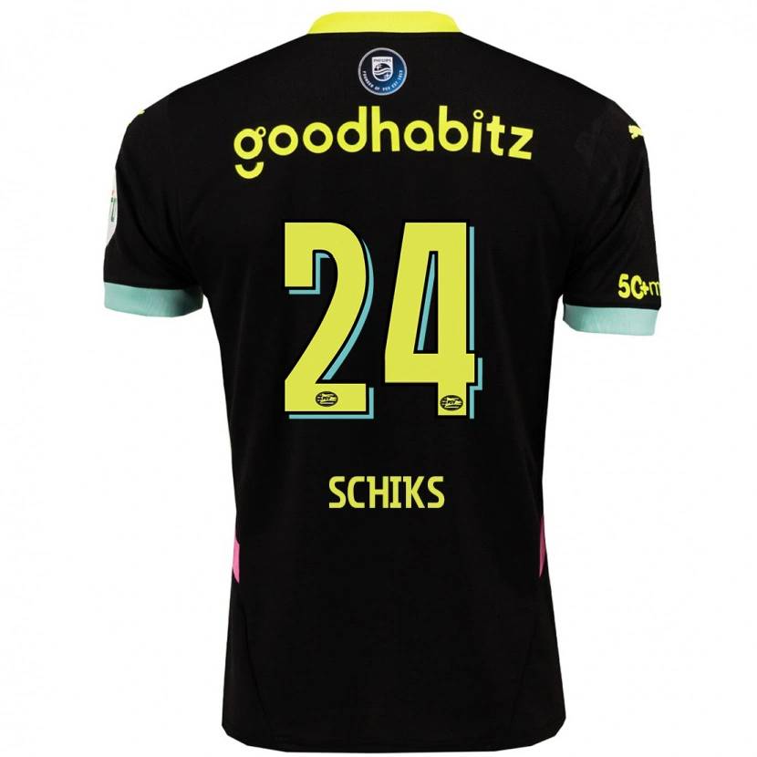 Danxen Kinder Niek Schiks #24 Schwarz Gelb Auswärtstrikot Trikot 2024/25 T-Shirt Schweiz