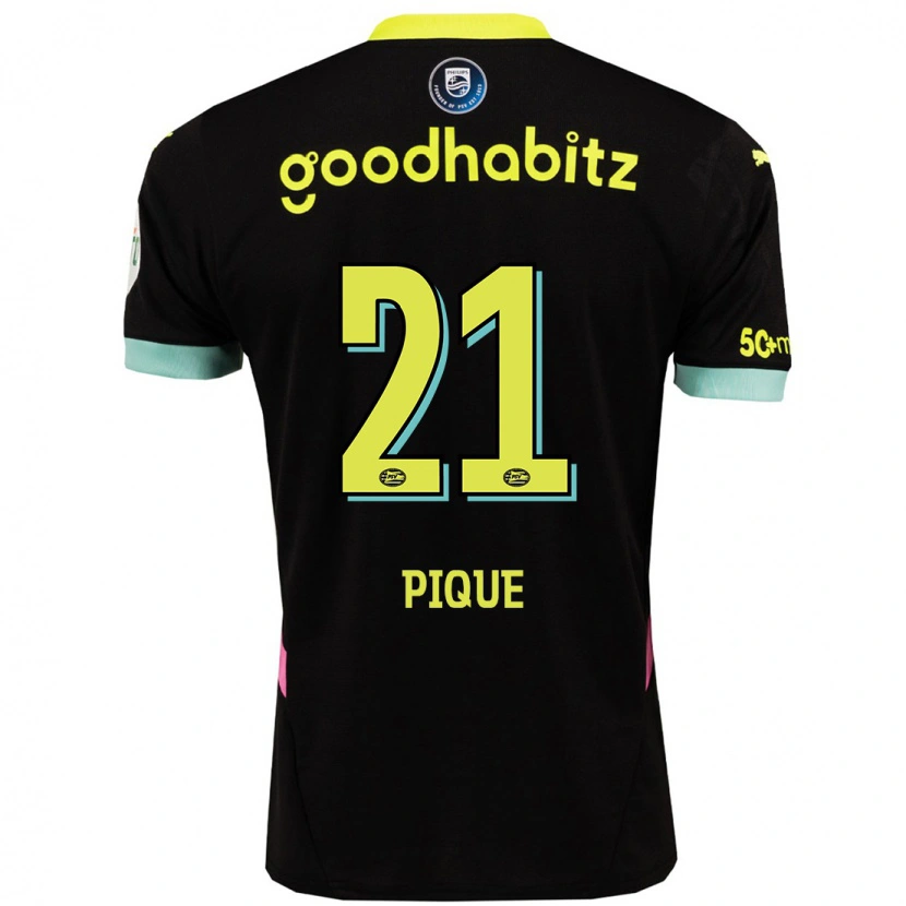 Danxen Kinder Naomi Piqué #21 Schwarz Gelb Auswärtstrikot Trikot 2024/25 T-Shirt Schweiz