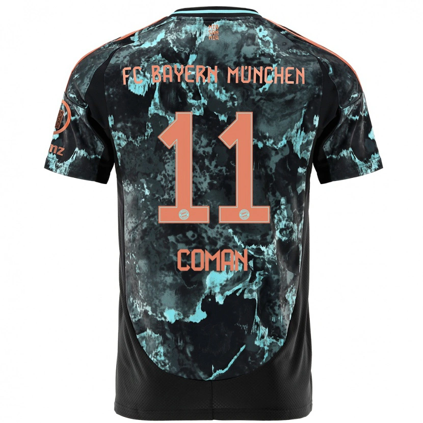 Danxen Kinder Kingsley Coman #11 Schwarz Auswärtstrikot Trikot 2024/25 T-Shirt Schweiz