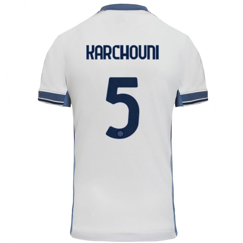 Danxen Kinder Ghoutia Karchouni #5 Weißgrau Auswärtstrikot Trikot 2024/25 T-Shirt Schweiz