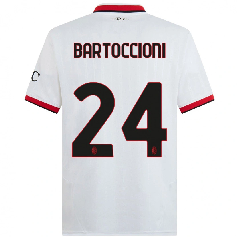 Danxen Kinder Andrea Bartoccioni #24 Weiß Schwarz Rot Auswärtstrikot Trikot 2024/25 T-Shirt Schweiz