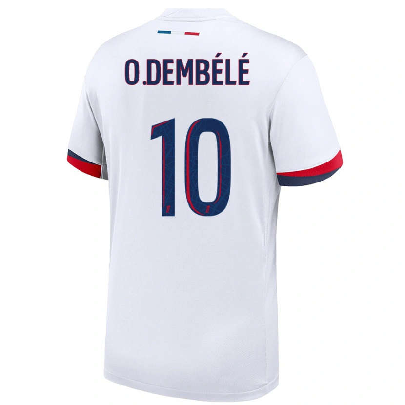 Danxen Kinder Ousmane Dembélé #10 Weiß Blau Rot Auswärtstrikot Trikot 2024/25 T-Shirt Schweiz
