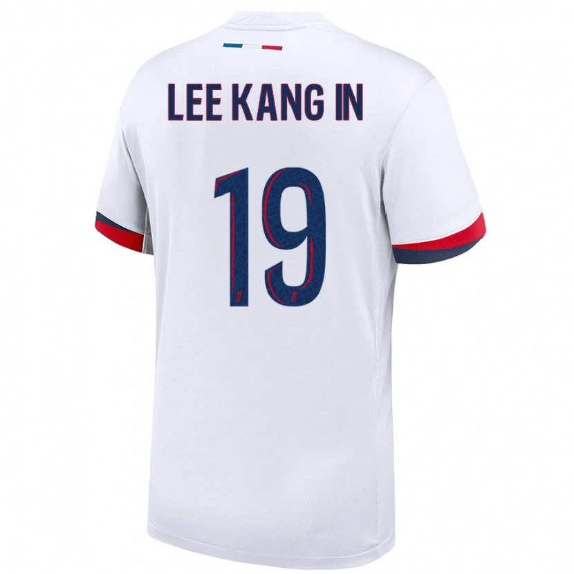 Danxen Kinder Kang-In Lee #19 Weiß Blau Rot Auswärtstrikot Trikot 2024/25 T-Shirt Schweiz