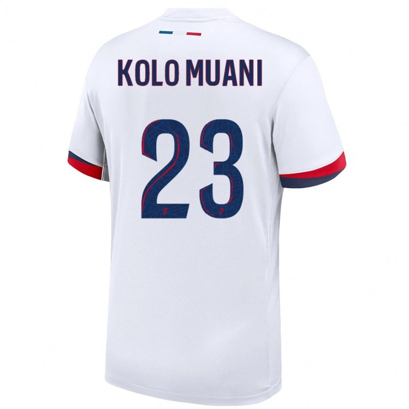 Danxen Kinder Randal Kolo Muani #23 Weiß Blau Rot Auswärtstrikot Trikot 2024/25 T-Shirt Schweiz