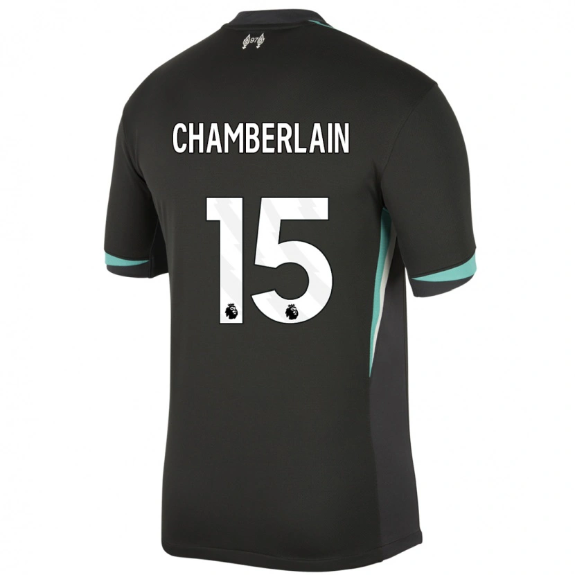 Danxen Herren Alex Oxlade Chamberlain #15 Schwarz Anthrazitweiß Auswärtstrikot Trikot 2024/25 T-Shirt Schweiz