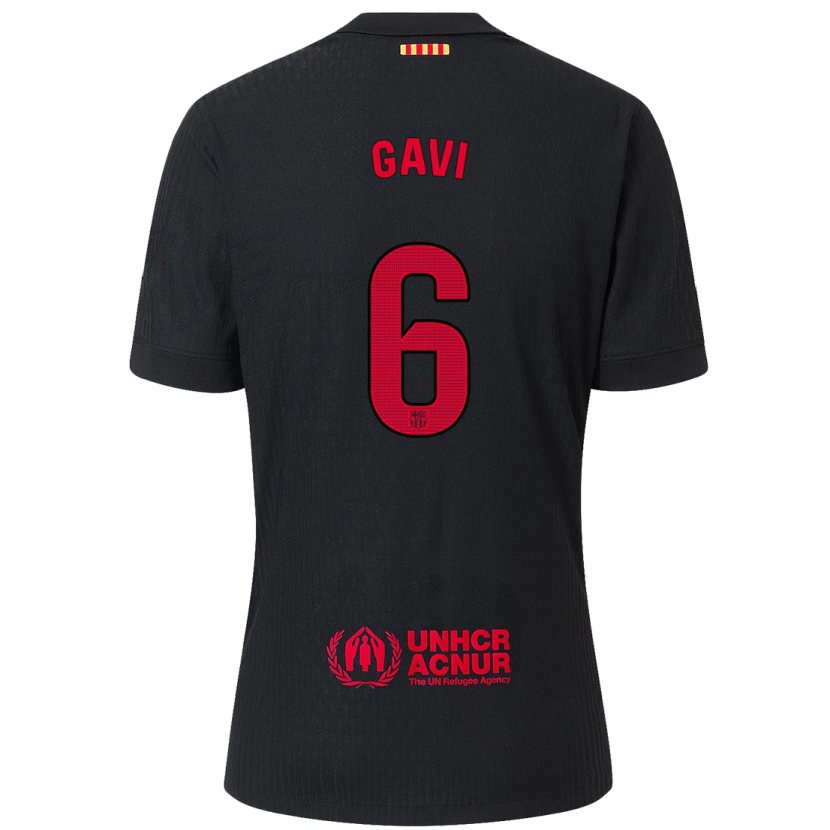 Danxen Herren Gavi #6 Schwarz Rot Auswärtstrikot Trikot 2024/25 T-Shirt Schweiz