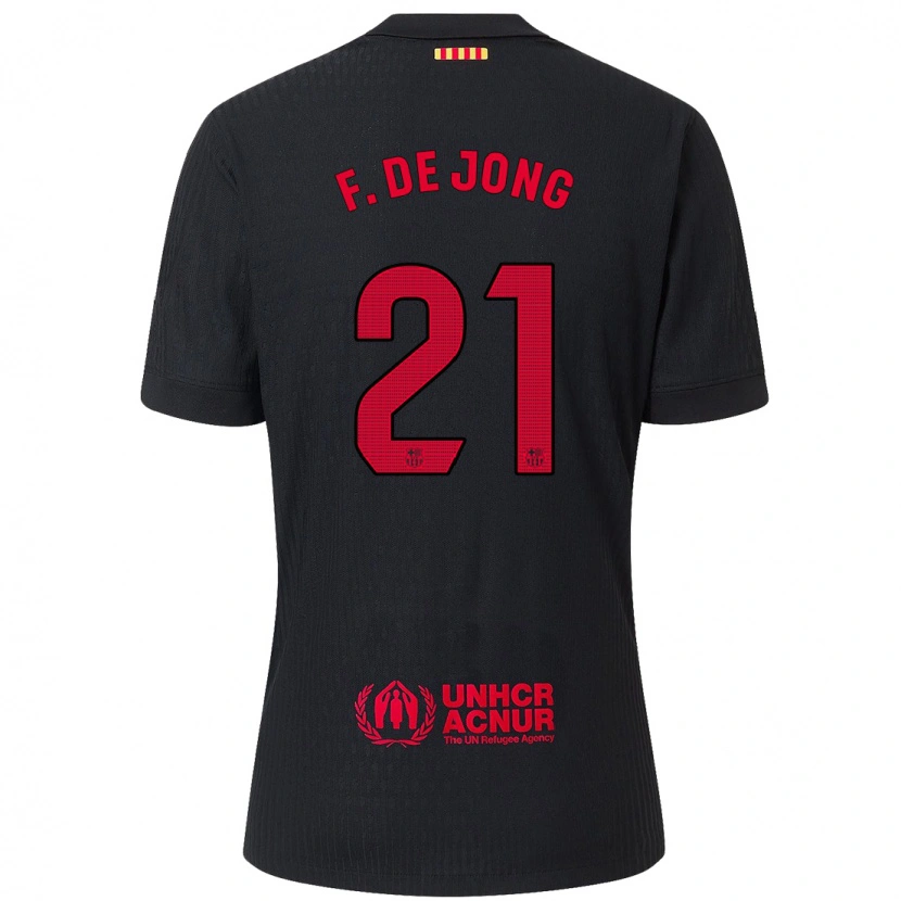 Danxen Herren Frenkie De Jong #21 Schwarz Rot Auswärtstrikot Trikot 2024/25 T-Shirt Schweiz
