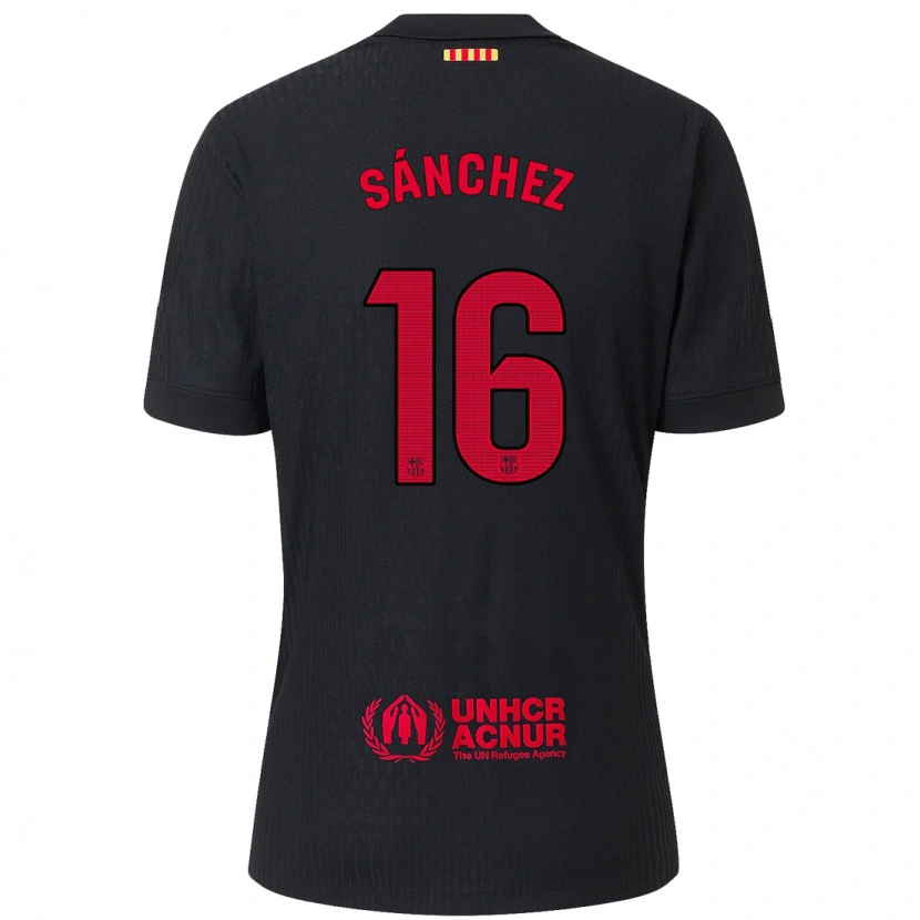 Danxen Herren Edu Sánchez #16 Schwarz Rot Auswärtstrikot Trikot 2024/25 T-Shirt Schweiz