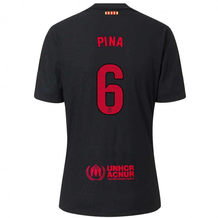 Danxen Herren Clàudia Pina #6 Schwarz Rot Auswärtstrikot Trikot 2024/25 T-Shirt Schweiz