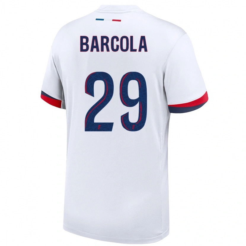 Danxen Herren Bradley Barcola #29 Weiß Blau Rot Auswärtstrikot Trikot 2024/25 T-Shirt Schweiz