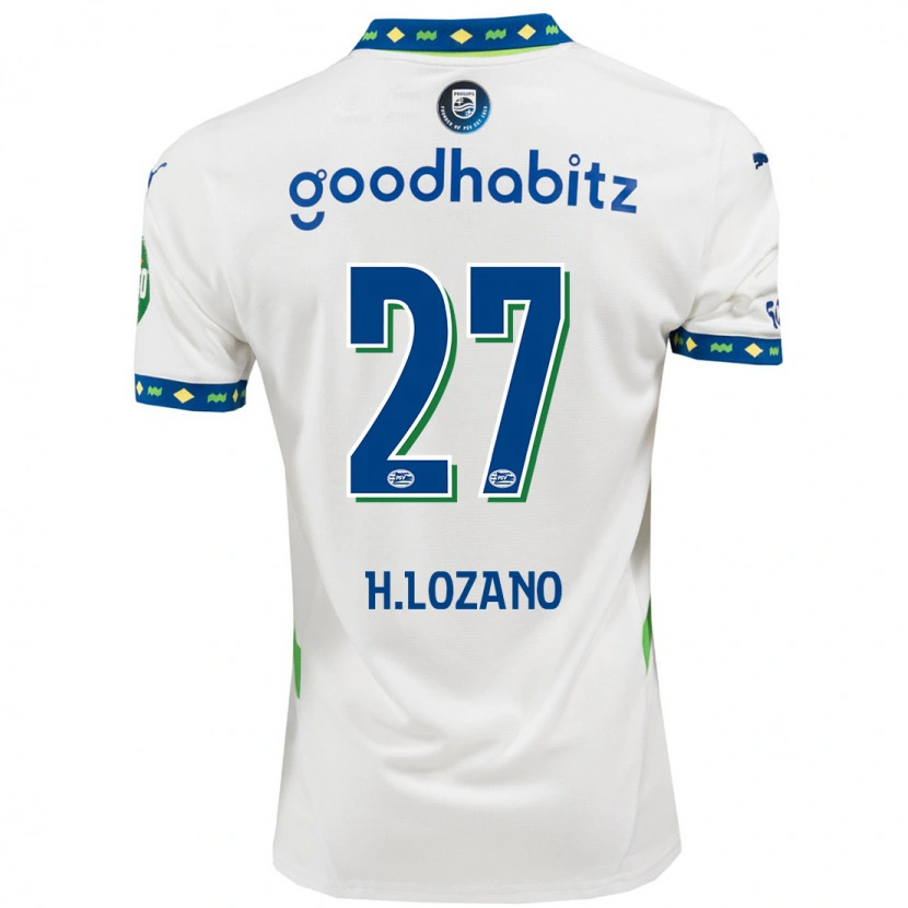 Danxen Herren Hirving Lozano #27 Weiß Dunkelblau Ausweichtrikot Trikot 2024/25 T-Shirt Schweiz