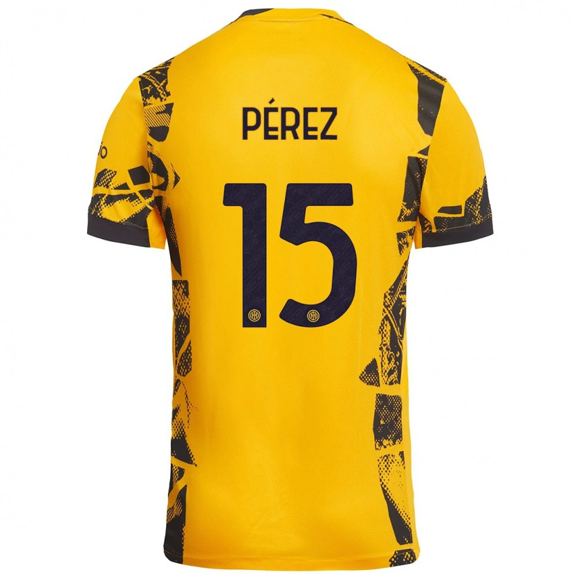 Danxen Herren Álex Pérez #15 Gold Schwarz Ausweichtrikot Trikot 2024/25 T-Shirt Schweiz