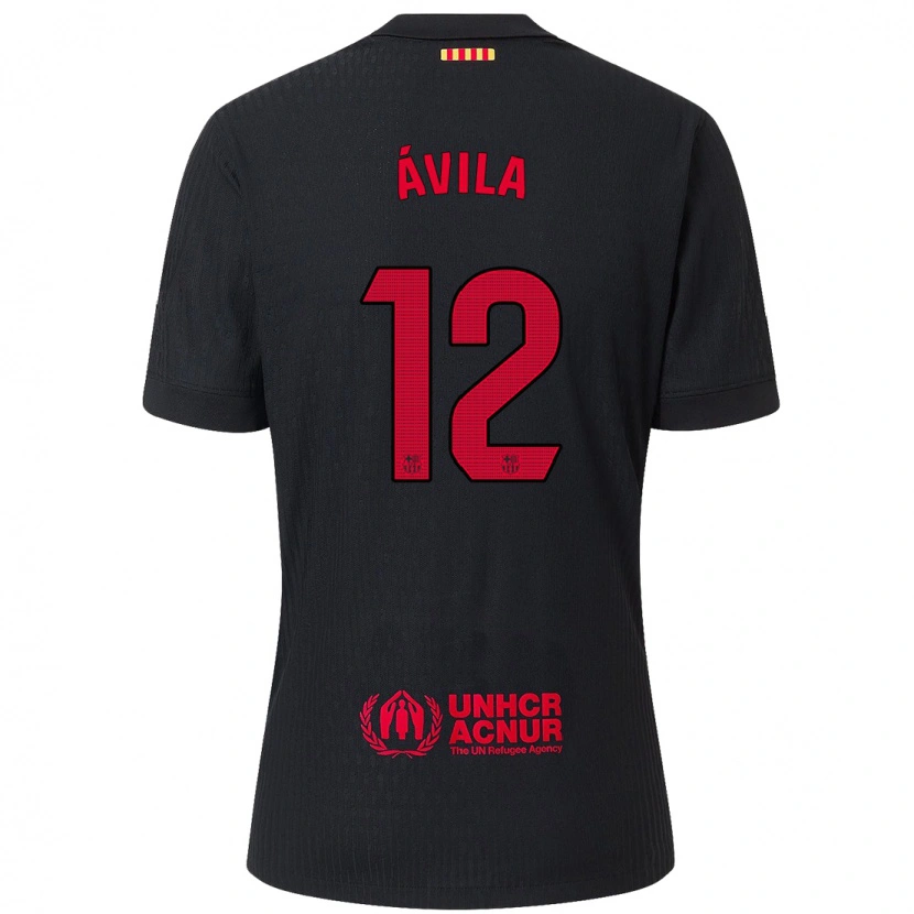 Danxen Damen Dani Ávila #12 Schwarz Rot Auswärtstrikot Trikot 2024/25 T-Shirt Schweiz