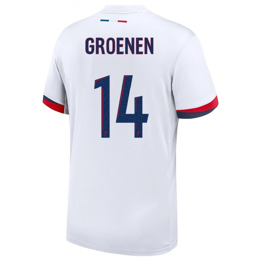 Danxen Damen Jackie Groenen #14 Weiß Blau Rot Auswärtstrikot Trikot 2024/25 T-Shirt Schweiz
