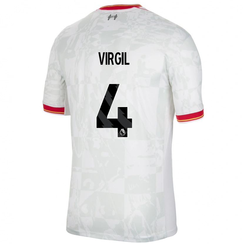 Danxen Damen Virgil Van Dijk #4 Weiß Rot Schwarz Ausweichtrikot Trikot 2024/25 T-Shirt Schweiz
