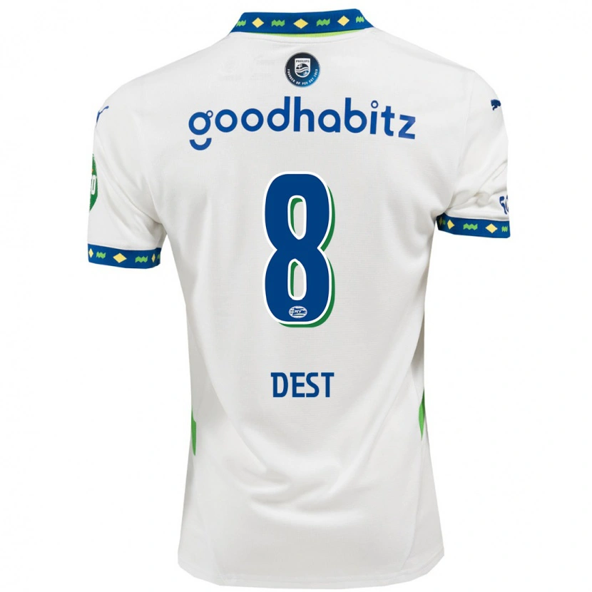 Danxen Damen Sergiño Dest #8 Weiß Dunkelblau Ausweichtrikot Trikot 2024/25 T-Shirt Schweiz