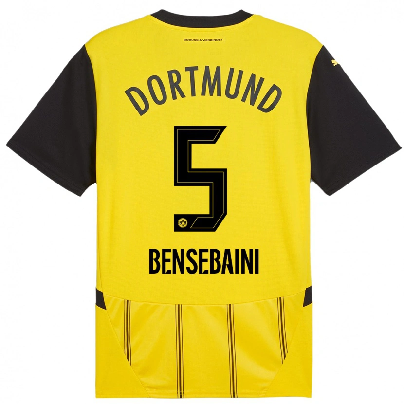 Danxen Kinder Ramy Bensebaini #5 Gelb Schwarz Heimtrikot Trikot 2024/25 T-Shirt Schweiz