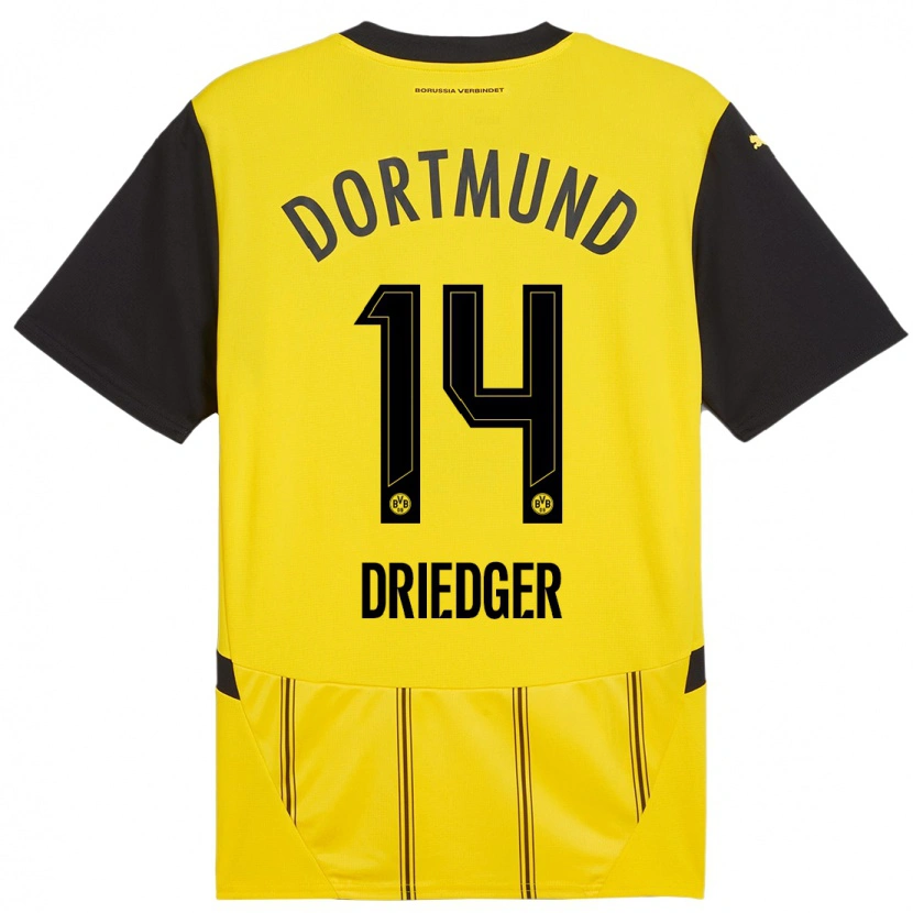 Danxen Kinder Julian Driedger #14 Gelb Schwarz Heimtrikot Trikot 2024/25 T-Shirt Schweiz