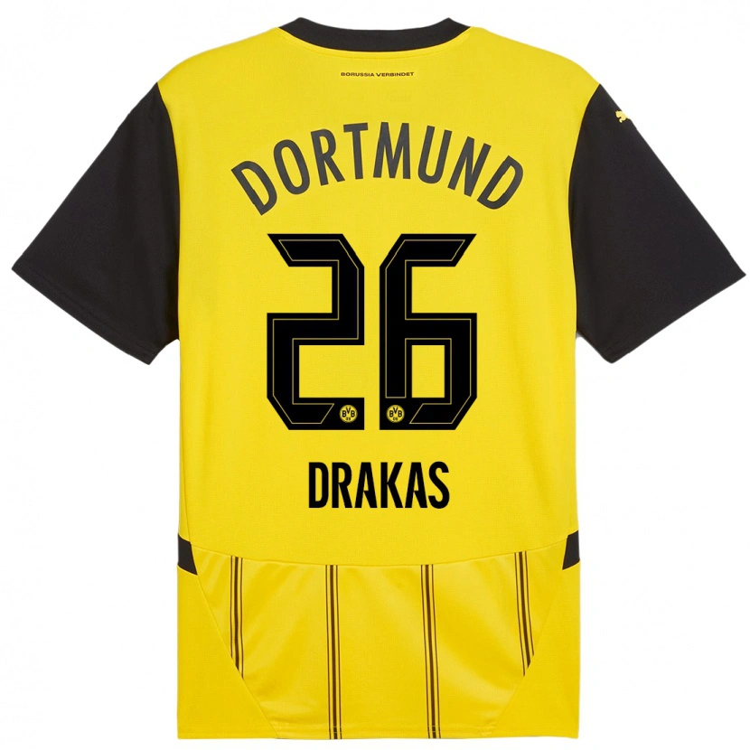 Danxen Kinder Babis Drakas #26 Gelb Schwarz Heimtrikot Trikot 2024/25 T-Shirt Schweiz