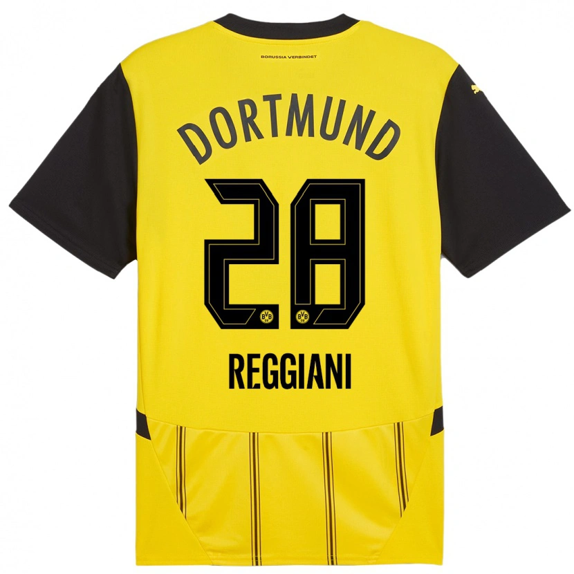 Danxen Kinder Luca Reggiani #28 Gelb Schwarz Heimtrikot Trikot 2024/25 T-Shirt Schweiz