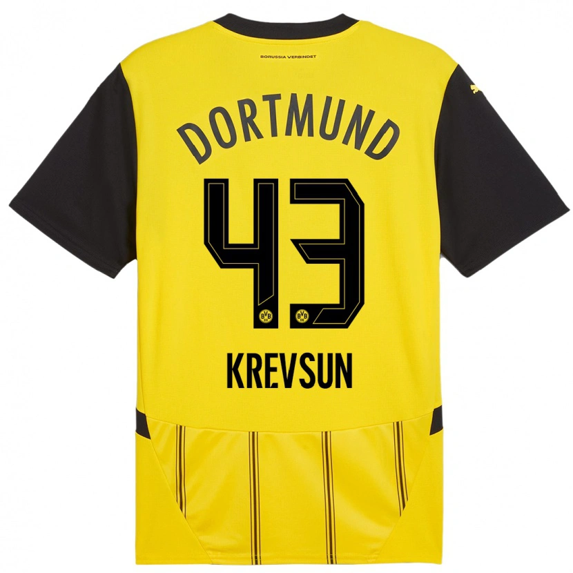 Danxen Kinder Danylo Krevsun #43 Gelb Schwarz Heimtrikot Trikot 2024/25 T-Shirt Schweiz