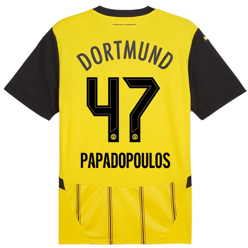 Danxen Kinder Antonios Papadopoulos #47 Gelb Schwarz Heimtrikot Trikot 2024/25 T-Shirt Schweiz