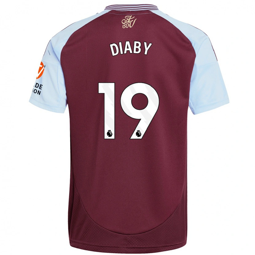 Danxen Kinder Moussa Diaby #19 Burgunder Himmelblau Heimtrikot Trikot 2024/25 T-Shirt Schweiz