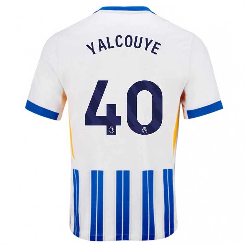 Danxen Kinder Malick Junior Yalcouyé #40 Weiß Blaue Nadelstreifen Heimtrikot Trikot 2024/25 T-Shirt Schweiz