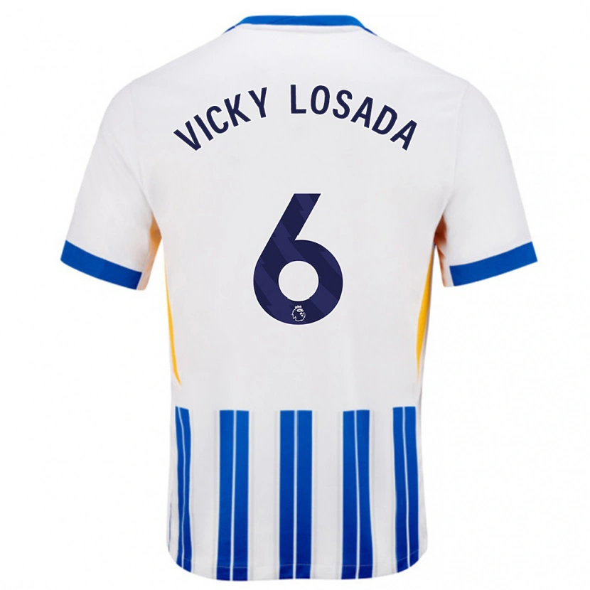 Danxen Kinder María Victoria Losada Gómez #6 Weiß Blaue Nadelstreifen Heimtrikot Trikot 2024/25 T-Shirt Schweiz
