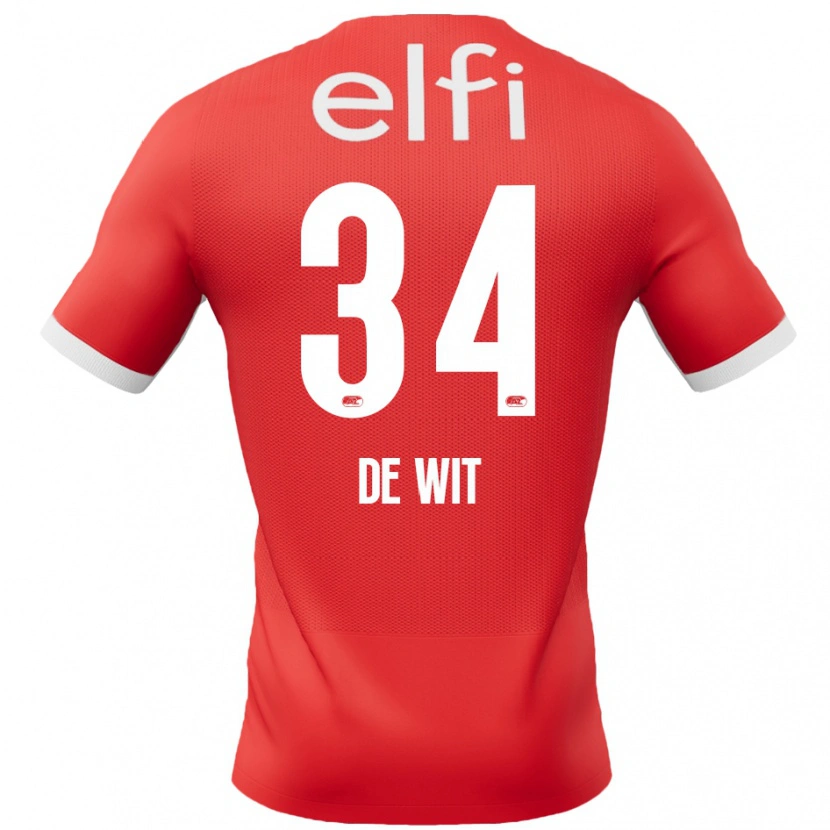 Danxen Kinder Mees De Wit #34 Rot Weiß Heimtrikot Trikot 2024/25 T-Shirt Schweiz