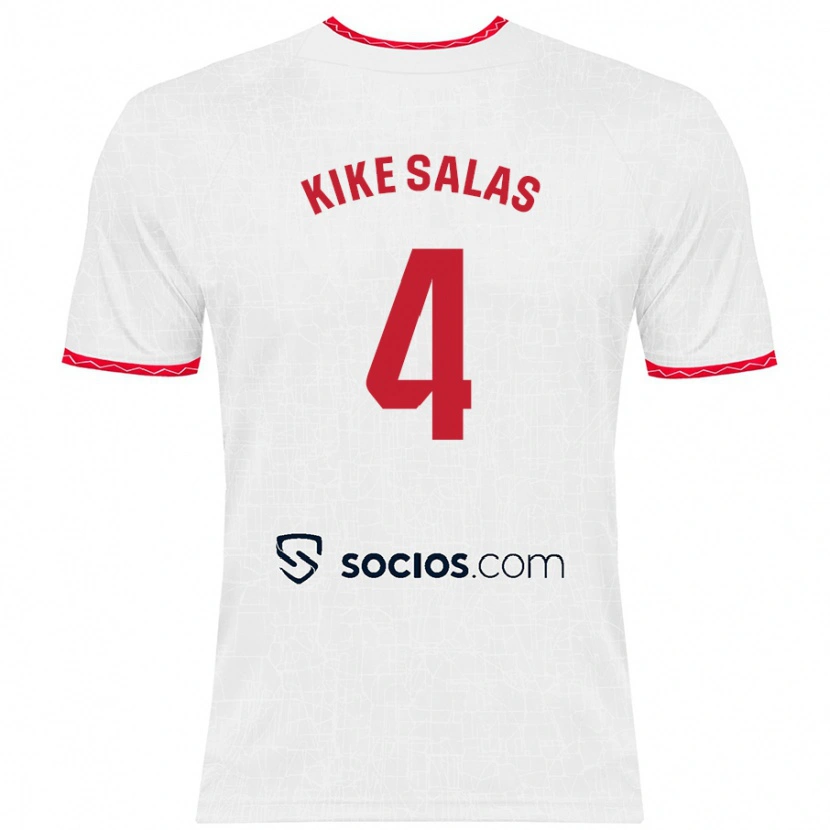 Danxen Kinder Kike Salas #4 Weiß Rot Heimtrikot Trikot 2024/25 T-Shirt Schweiz