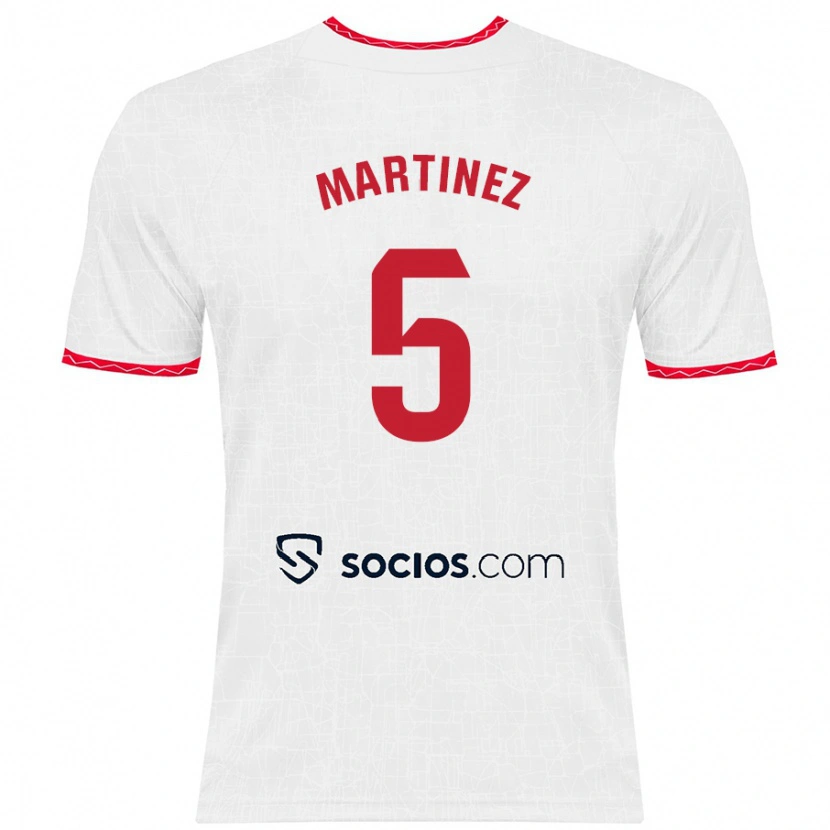 Danxen Kinder Sergio Martínez #5 Weiß Rot Heimtrikot Trikot 2024/25 T-Shirt Schweiz