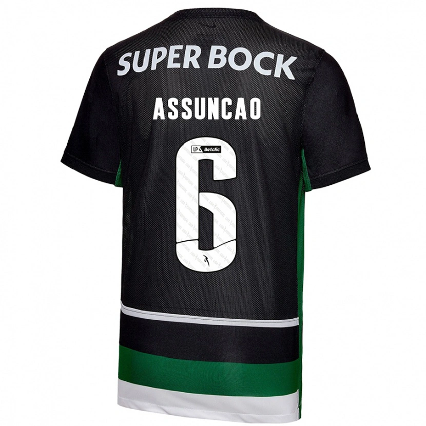Danxen Kinder João Assunção #6 Schwarz Weiß Grün Heimtrikot Trikot 2024/25 T-Shirt Schweiz