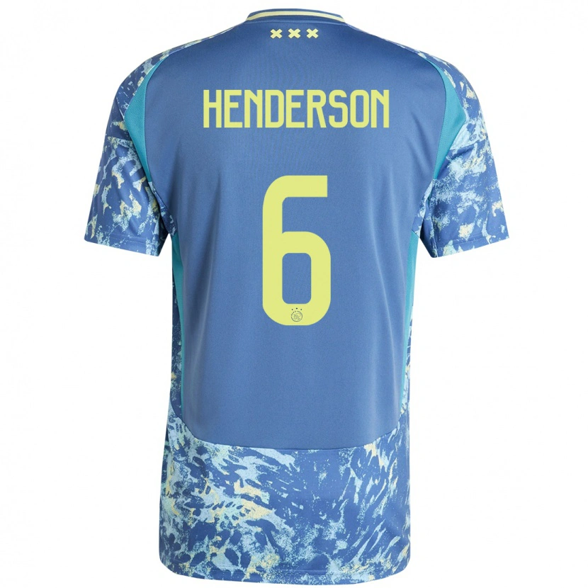 Danxen Kinder Jordan Henderson #6 Grau Blau Gelb Auswärtstrikot Trikot 2024/25 T-Shirt Schweiz