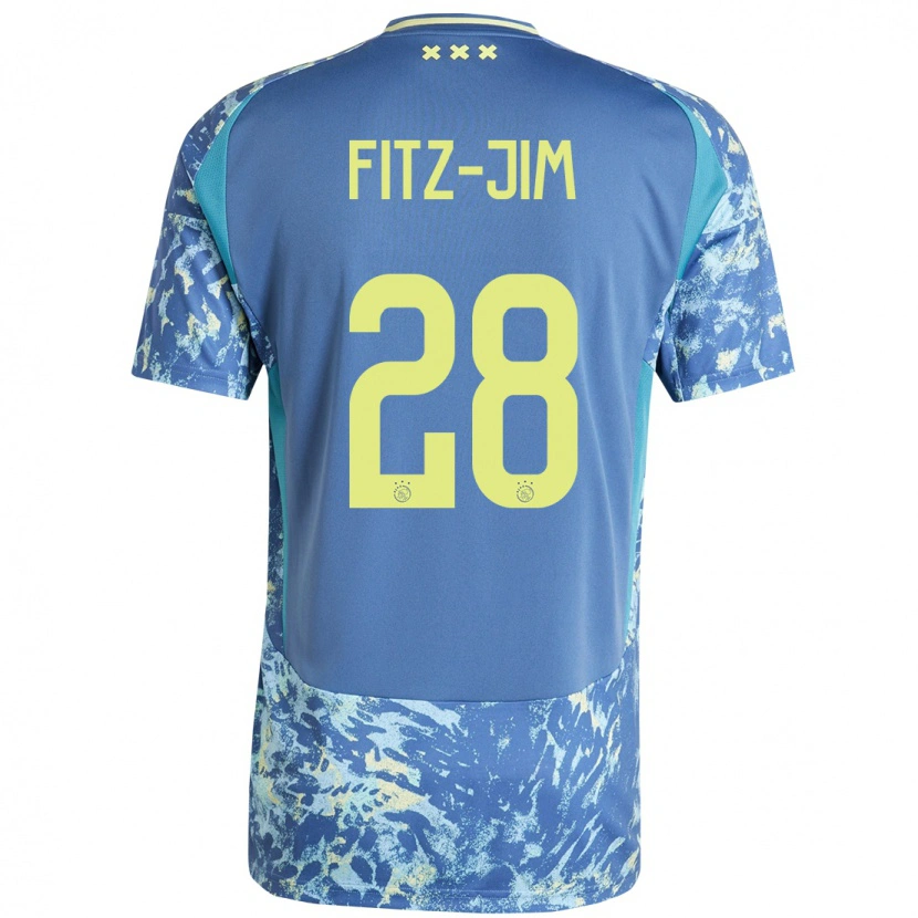 Danxen Kinder Kian Fitz-Jim #28 Grau Blau Gelb Auswärtstrikot Trikot 2024/25 T-Shirt Schweiz