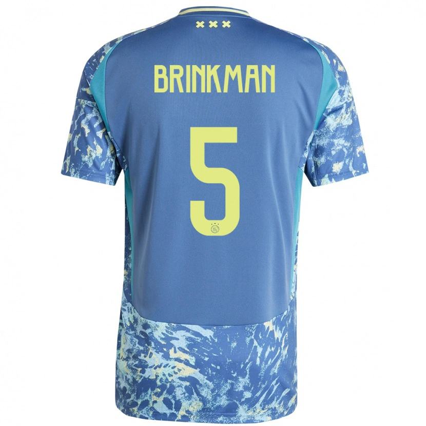 Danxen Kinder Tim Brinkman #5 Grau Blau Gelb Auswärtstrikot Trikot 2024/25 T-Shirt Schweiz
