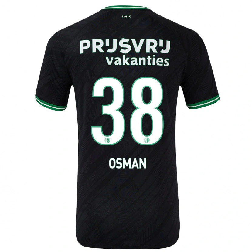 Danxen Kinder Ibrahim Osman #38 Schwarz Grün Auswärtstrikot Trikot 2024/25 T-Shirt Schweiz