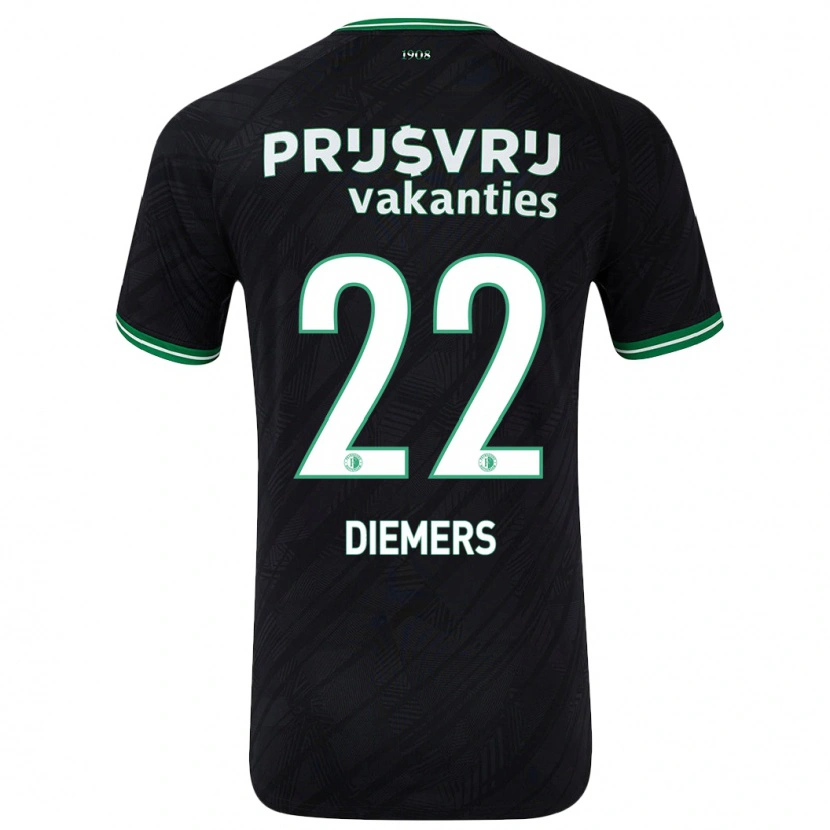 Danxen Kinder Mark Diemers #22 Schwarz Grün Auswärtstrikot Trikot 2024/25 T-Shirt Schweiz