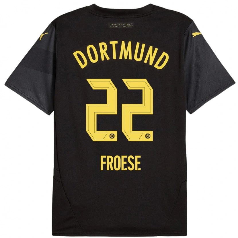 Danxen Kinder Julien Froese #22 Schwarz Gelb Auswärtstrikot Trikot 2024/25 T-Shirt Schweiz