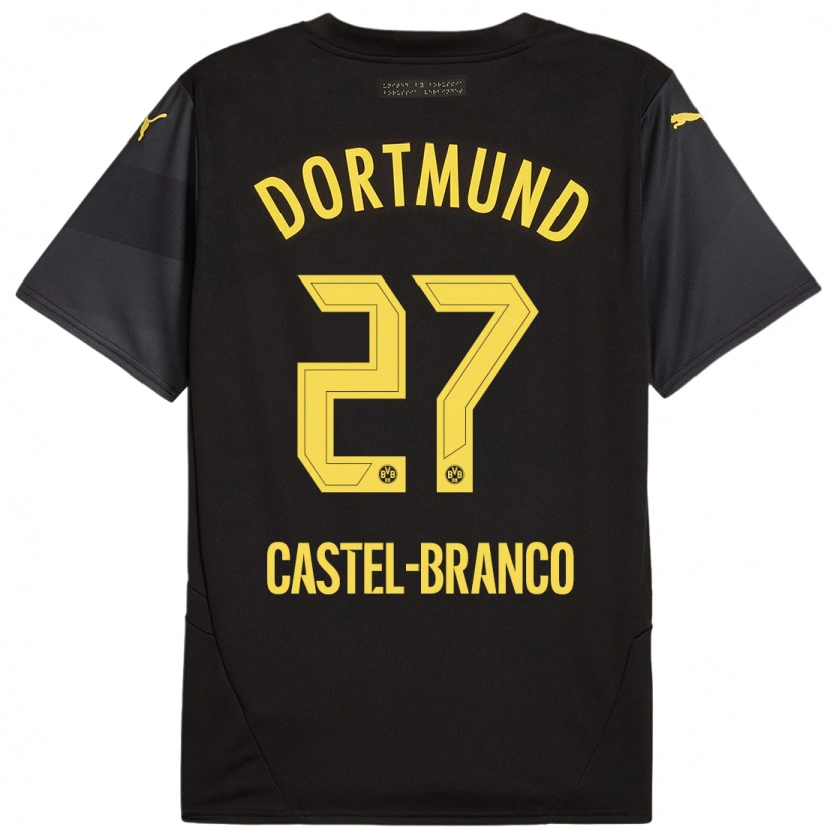 Danxen Kinder Diego Castel-Branco #27 Schwarz Gelb Auswärtstrikot Trikot 2024/25 T-Shirt Schweiz