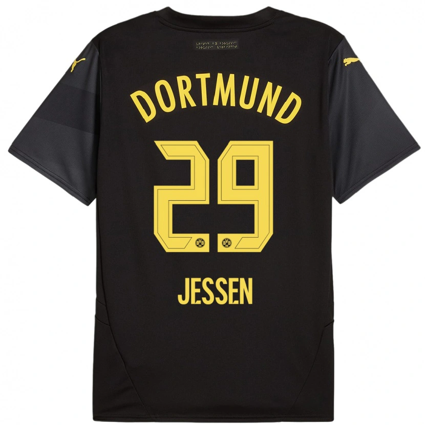 Danxen Kinder Niklas Jessen #29 Schwarz Gelb Auswärtstrikot Trikot 2024/25 T-Shirt Schweiz